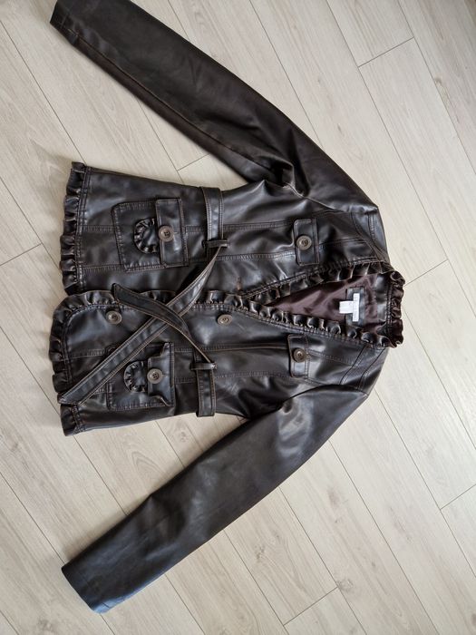 Jachetă imitație piele maro