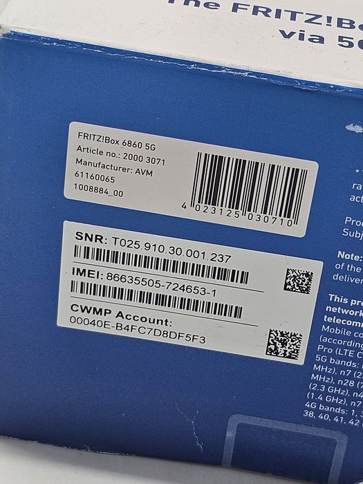Router mobil Fritz!Box 6860 5G cu până la 1.300 Mbps în 5G/LTE, Wi-Fi