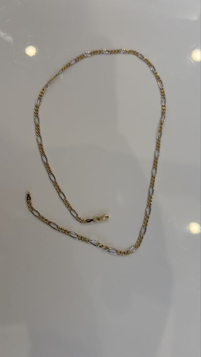 Lanț aur galben-alb 14k nou.Greutate:3,85g, Lungime:45cm, Grosime:3mm
