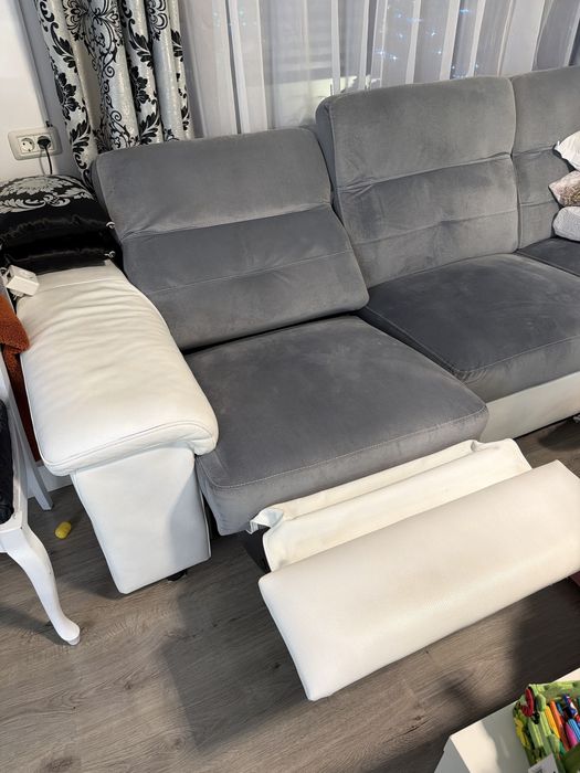 Vand coltar piele naturala cu tetiere reglabile