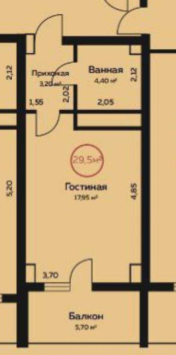 ЖК Darkhan Residence Новомосковская МКАД 1-комн 7/12 30 м² коробка