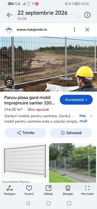 Panou Imprejmuire șantier, curte, nou galvanizat