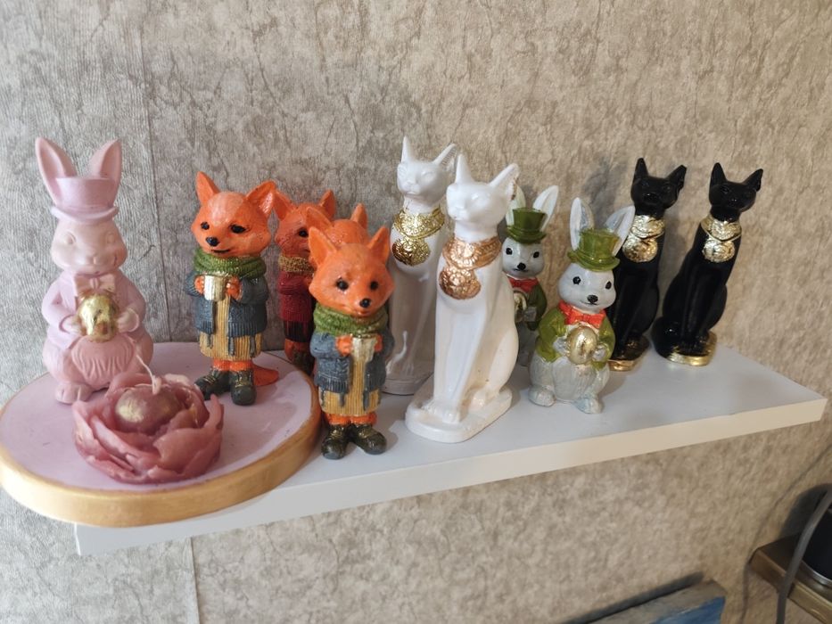 Фигурки для интерьера кошки зайчики лис