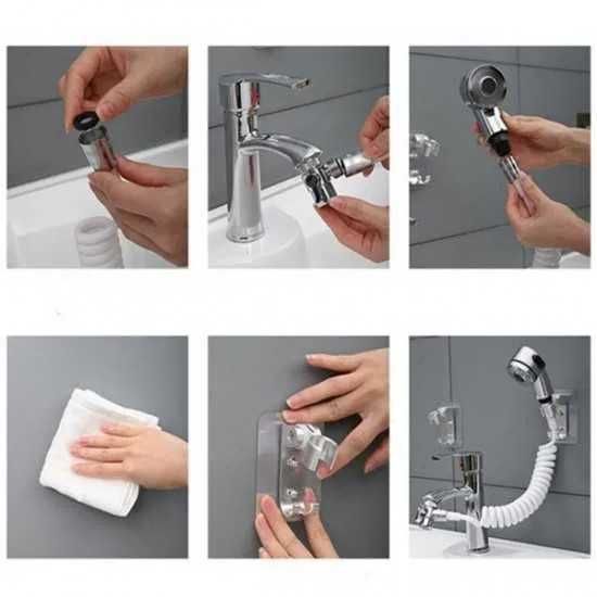 Душ удължител EDAR, Бърз монтаж, Лесно измиване,Гъвкав маркуч,Сребрист