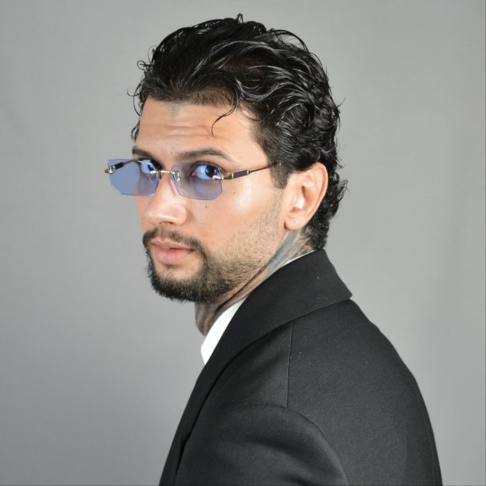 Ochelari soare lentila albastru rama aurie