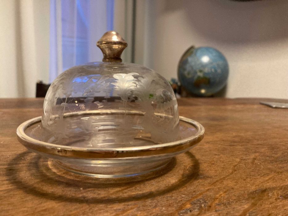 vas cristal si argint H.B secol 19 pt bijuterii caviar lucruri fine