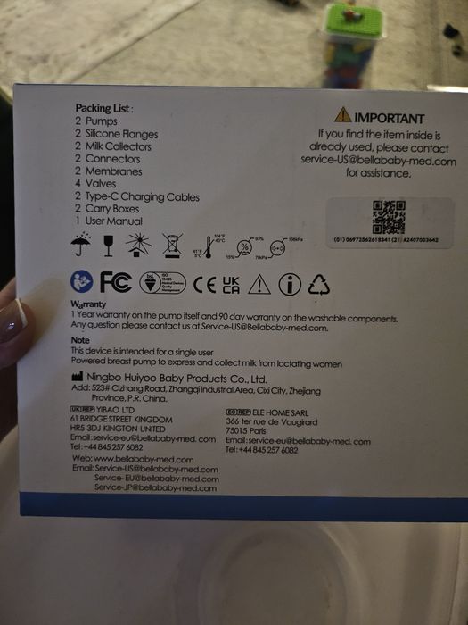 Электрический молокоотсос на обе груди Bellababy