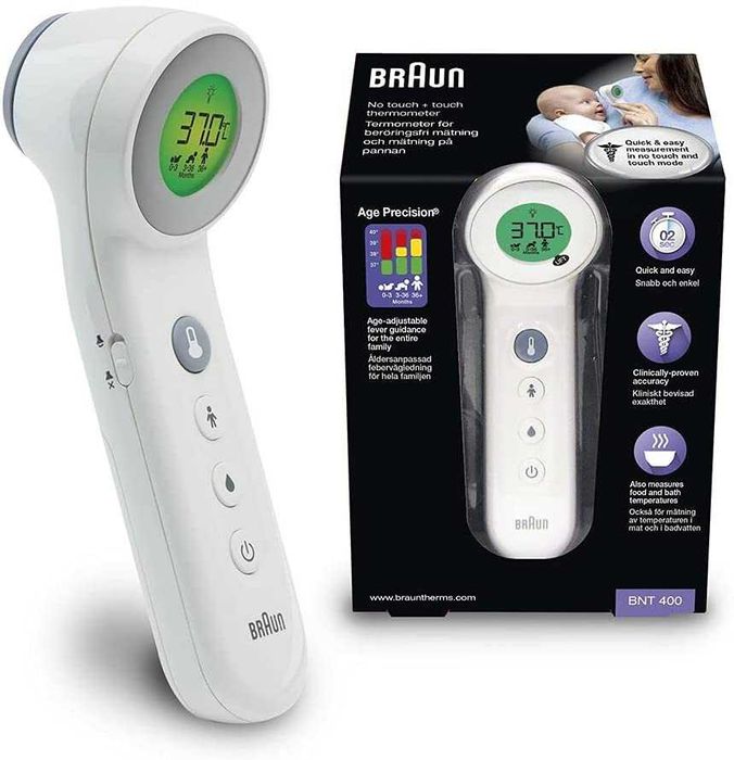 Термометър за чело и течности Braun BNT400 с и без допир, нов