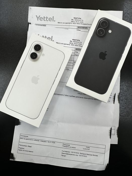 iPhone 16 128GB 3г. гаранция Yettel 128GB нов запечатн