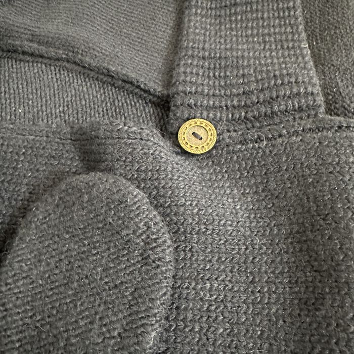 вязаный-синий балаклава с капюшоном.