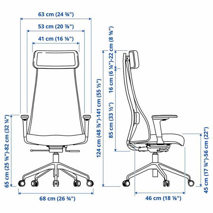 Scaun birou rotativ cu brațe  IKEA - JÄRVFJÄLLET Grann alb  - in garantie