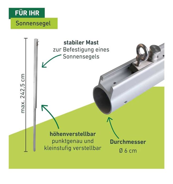 Stâlp de susținere pentru copertine solare, Windhager. (NOU)