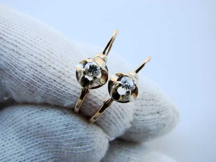 Cercei Aur 14K Cu Diamante Diamant Old Cut
