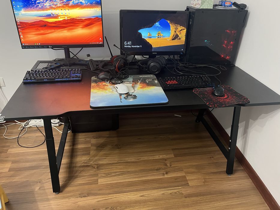 Birou de gaming, negru, 160x80