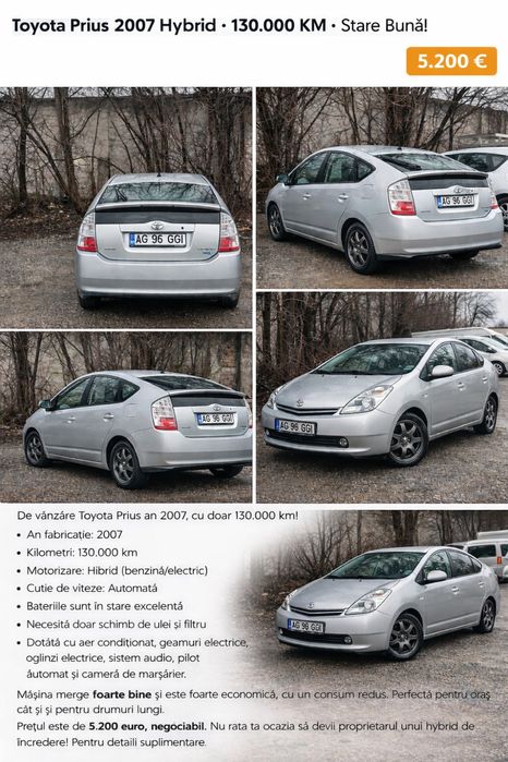 Toyota Prius 1.5 Hybrid 2007 • 130.000 km REALI • Baterie foarte bună