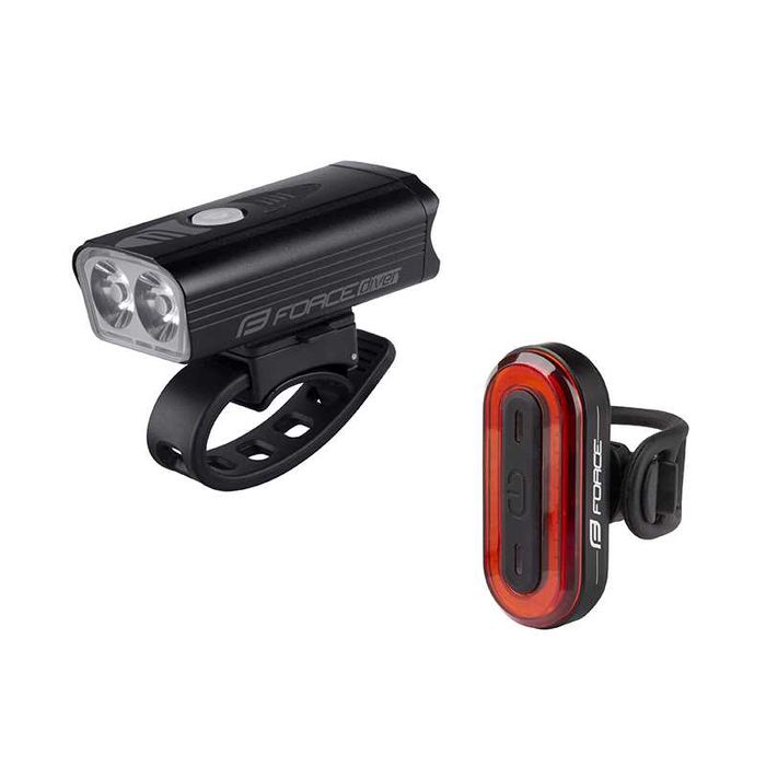 Комплект LED светлини за велосипед FORCE DIVER ARC USB, Фар и Стоп