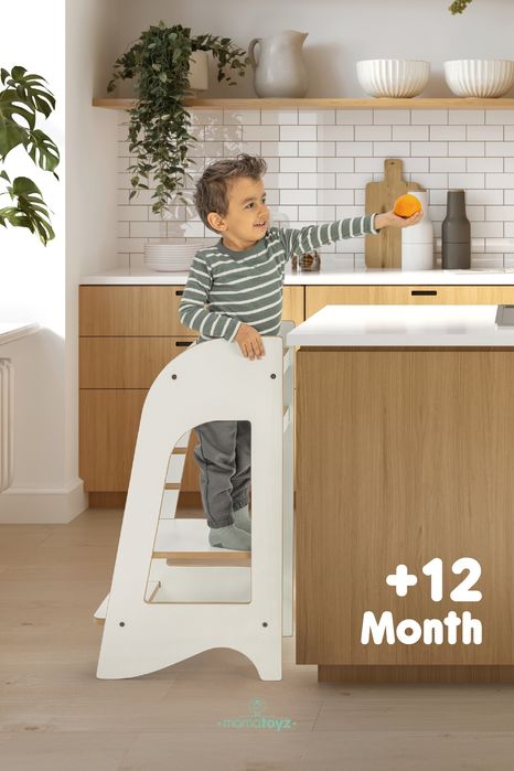 Учебна кула Монтесори бял МДФ