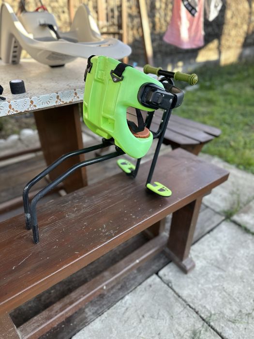 Scaun copii bicicleta, montare frontala, design cu manere, rosu, pentru 8-48 luni