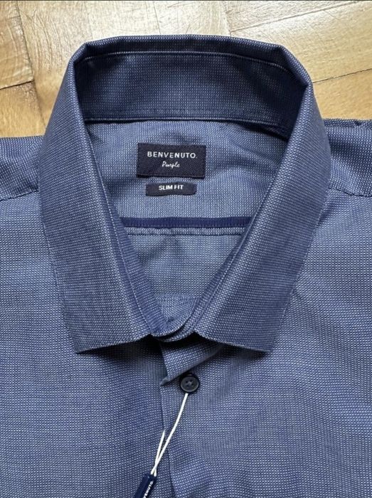 Cămașă Benvenuto Purple Premium Slim Fit Bumbac Bărbați - M (40)