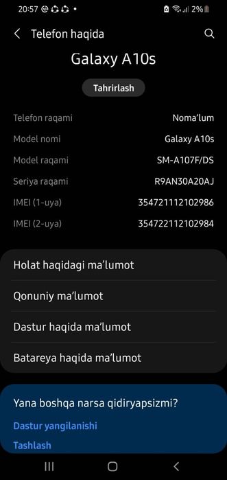 Samsung a10s GB 32