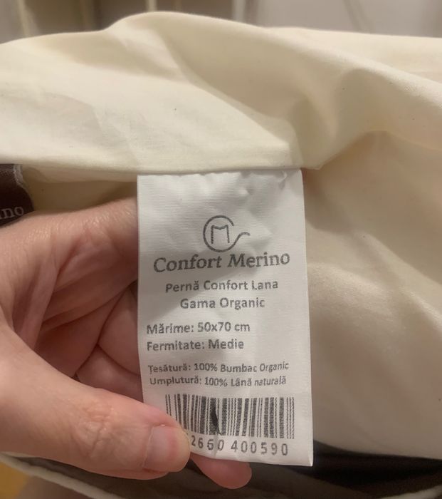 Pernă Confort Merino din gama Organic model Confort Lana
