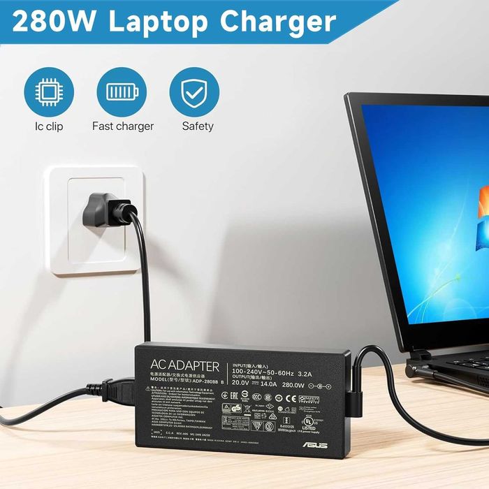 280W зарядно за лаптоп за Asus Rog Flow X16 Rog Strix G15 G16,14A/20V