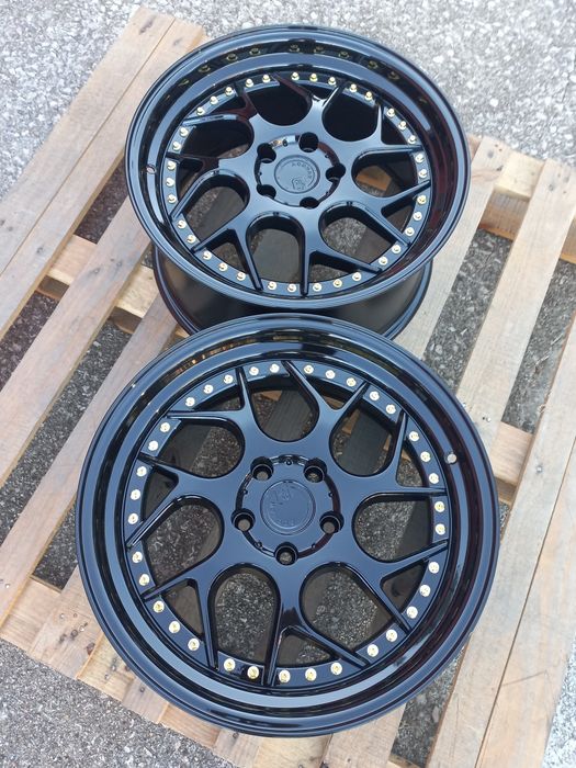 18"5x114.3 Black ^Gold 8.5j et35 Honda Mitsubushi Hyundai Renault Nissan Mazda Чисто Нови..