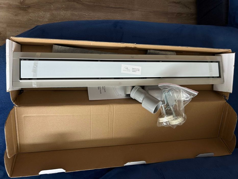 Модерен линеен сифон за баня – неръждаема стомана, неупотребяван