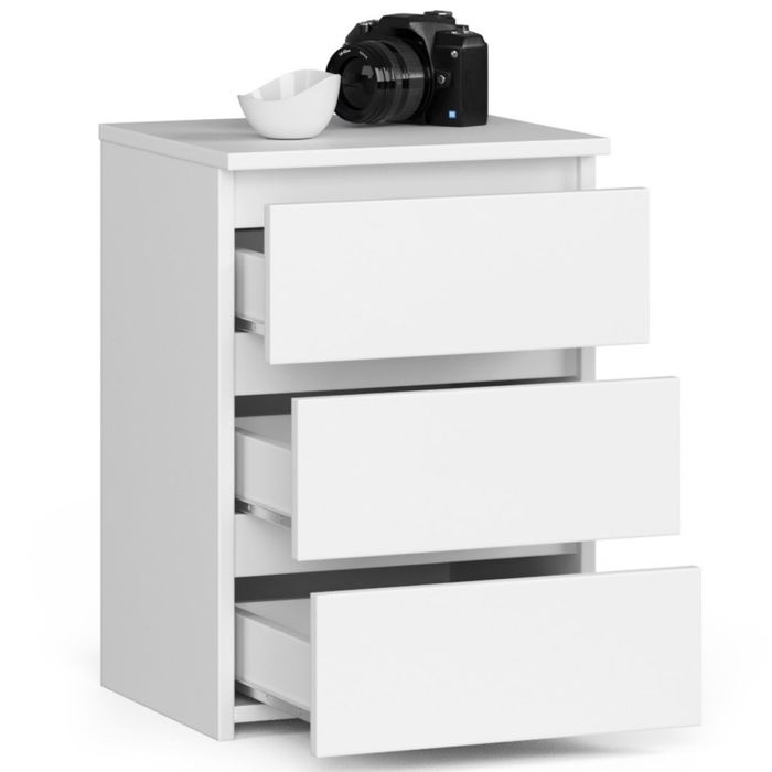 Noptieră cu 3 sertare 40cm, Alb