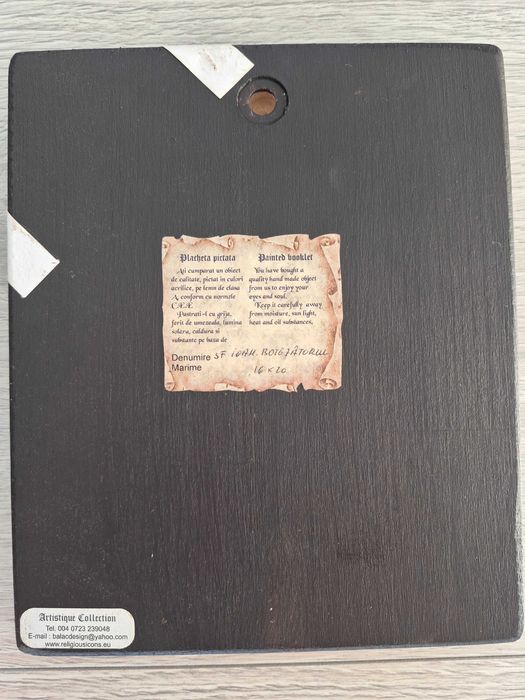 Icoana pictata manual pe lemn Sfântul Ioan Botezătorul Sfântul Ioan Botezătorul