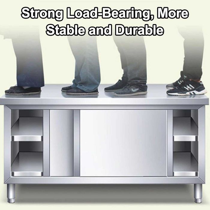 Masa inox 120cm , 160cm , 180cm , 200cm cu usi tip dulap linia 700