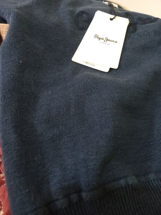 Детски памучен суичър Pepe Jeans  в синьо с принт