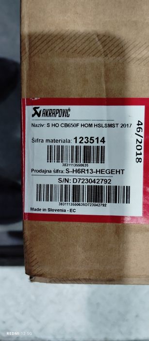 Akrapovic CB 650 f ,CBR 650 f   2014-2017