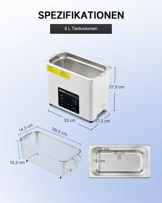 Ултразвуков пречиствател CREWORKS Ultrasonic Cleaning 6 литра,Гаранция