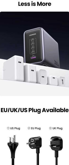 UGREEN Nexode 300W GaN Infinity 4C+U EU For Laptop/Macbook/Ultrabook