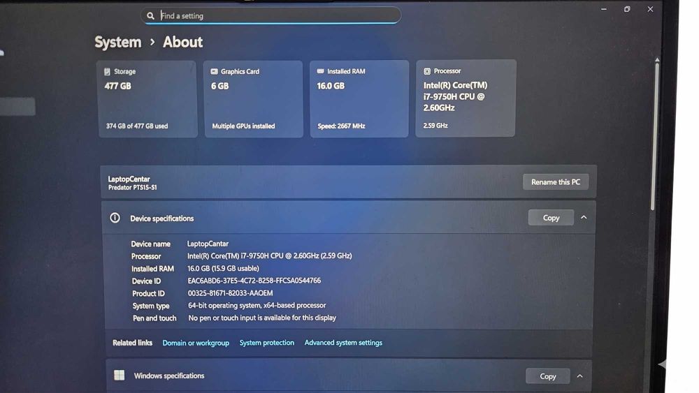 Laptop Gaming Acer Predator Helios 300 - i7-9750H, 16GB RAM, SSD 512GB