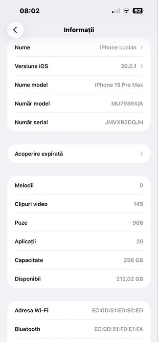 Vand/Schimb iPhone 15 PRO MAX 256GB IN GARANTIE