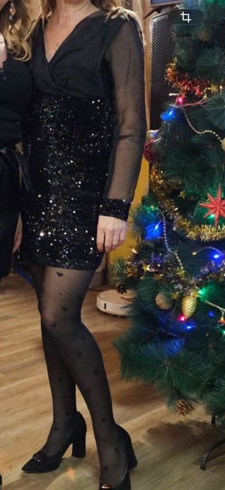 Рокля парти- черна, с пайети