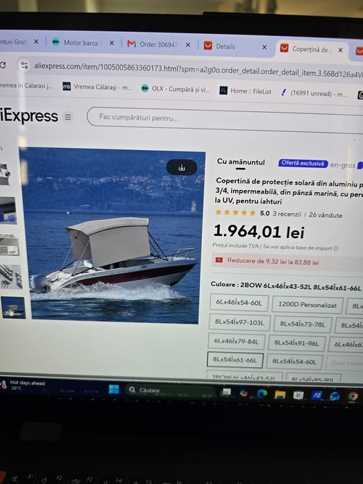 Bimini Top parasolar barca