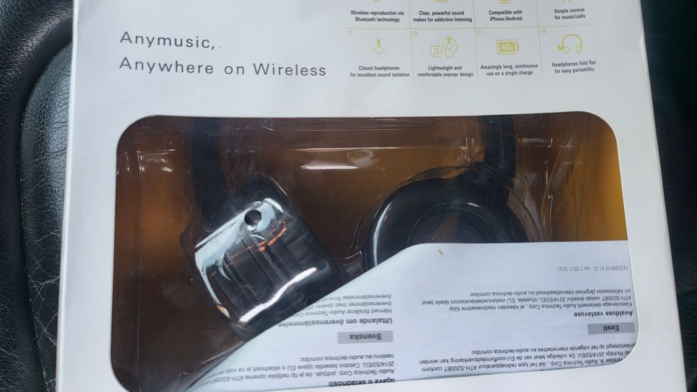 Нови Слушалки Wireless Audio-Technica ATH-S200BT, bluetooth, черни
