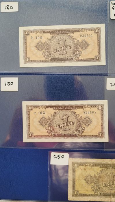 Bancnota 1 leu 1952 serie rosie bani vechi