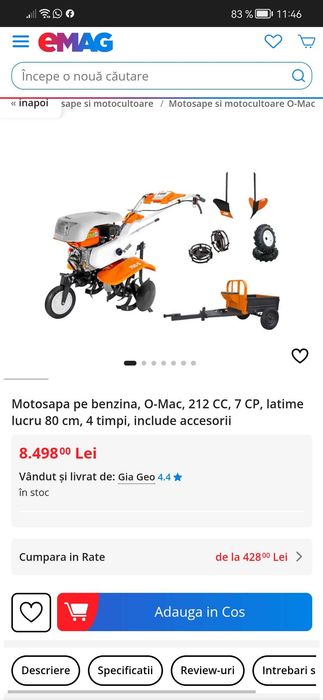 Motocultor cu remorca NOU marca O MAC