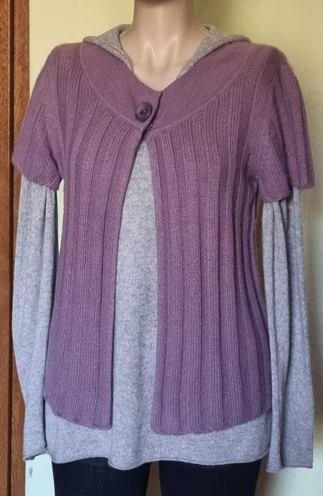 Cardigan cu maneca scurta, lana 50%, angora 40%, poliamid 10%, s-m