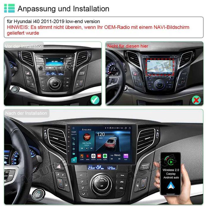 Мултимедия за Hyundai i40 навигация 2010-2021 Android двоен дин плеър