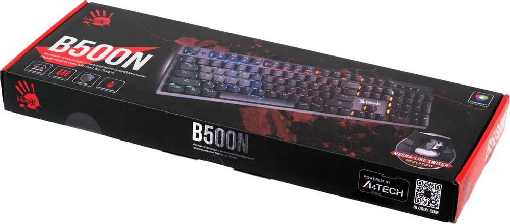Проводная механическо-мембранная игровая клавиатура Bloody B500N +/