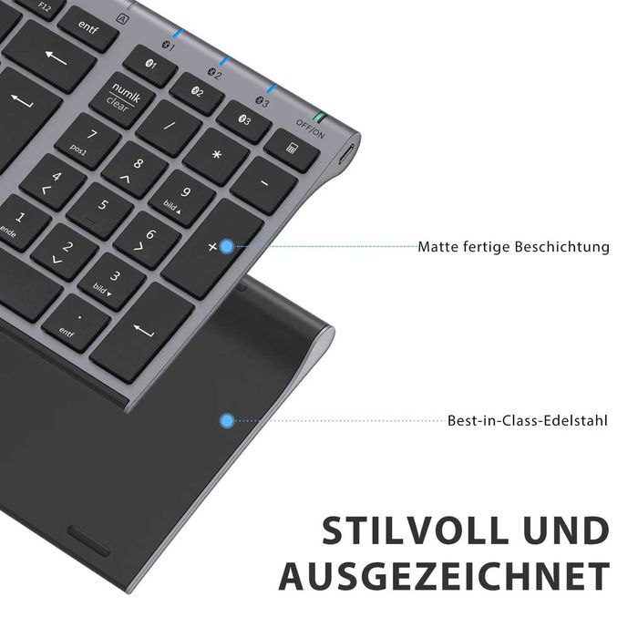 Tastatura Bluetooth iClever BK10 ultra subtire multidispozitiv QWERTZ