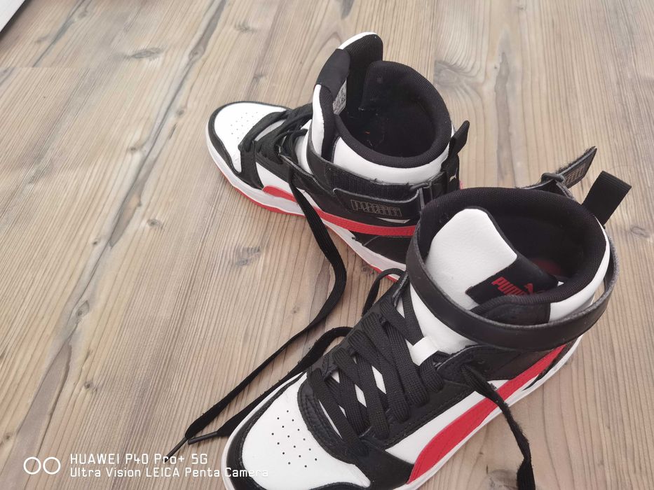 Pantofi puma port mid-cut cu velcro , Rosu, Negru, Alb, 39 EU