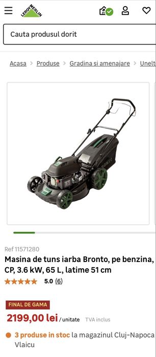 Masina tuns iarba Bronto , cu tractiune spate