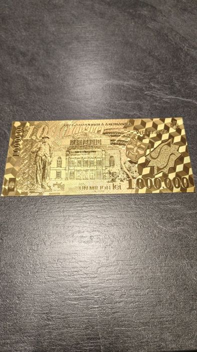 Bancnota 1.000.000 lei din polimer placat cu aur 24k