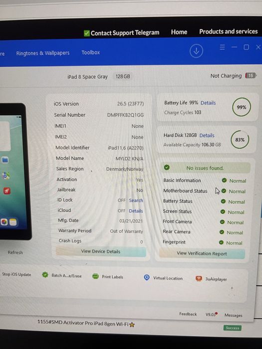 Vând iPad 8 WiFi Only 128 GB baterie 99%